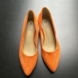 Vintage Idifu Women's 8 Orange Suede Wedge Sandal Heels